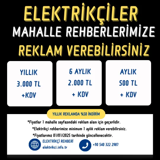 Refet Bele Mahallesi Elektrikçi Rehberi Reklam Alanı